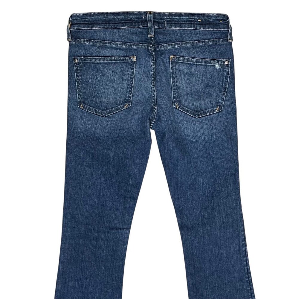 Anthropologie Pilcro Stet Size 27 Slim Bootcut Distress Jeans Blue Stretch - Picture 11 of 12